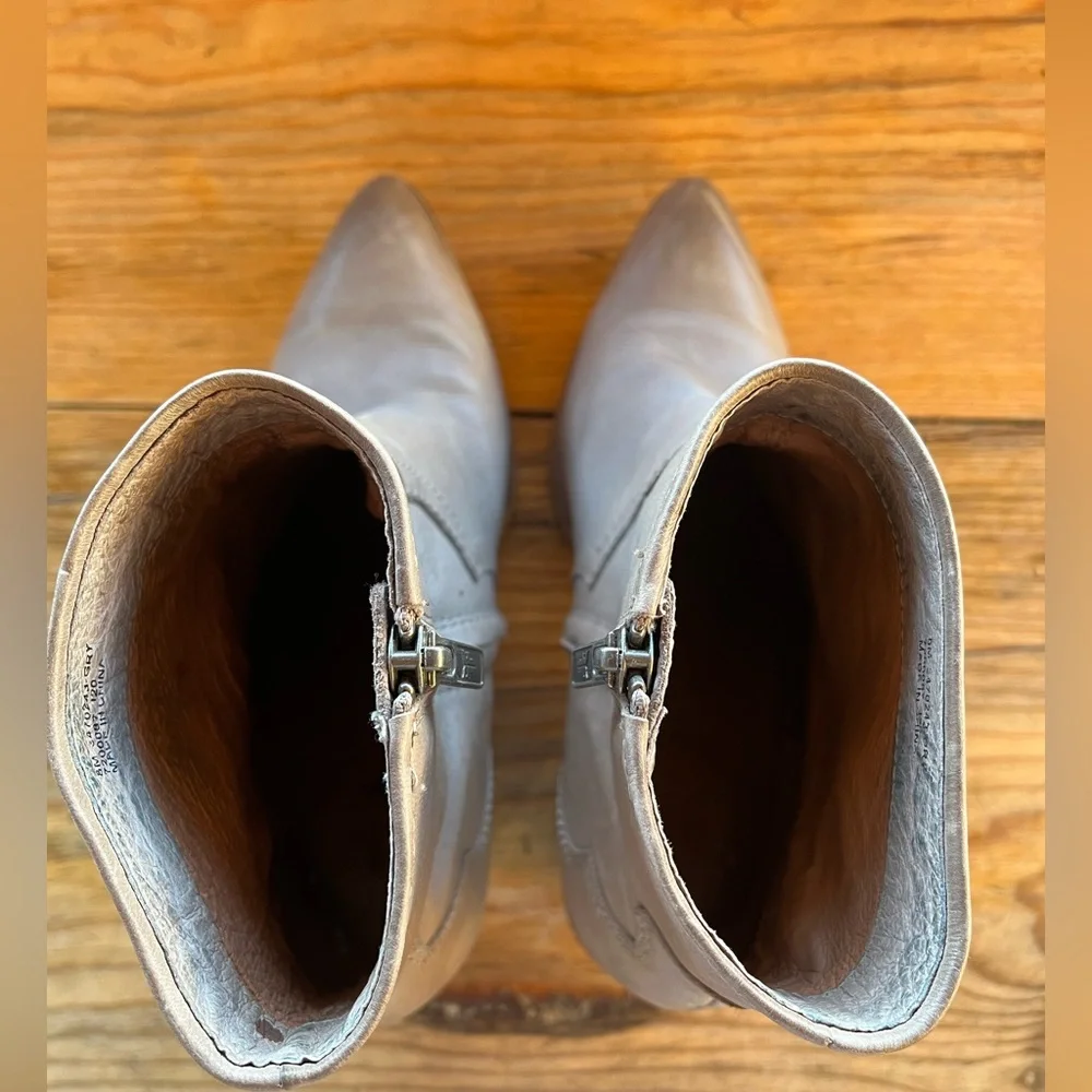 Classic Women's Taupe Ankle Booties - Zip Side